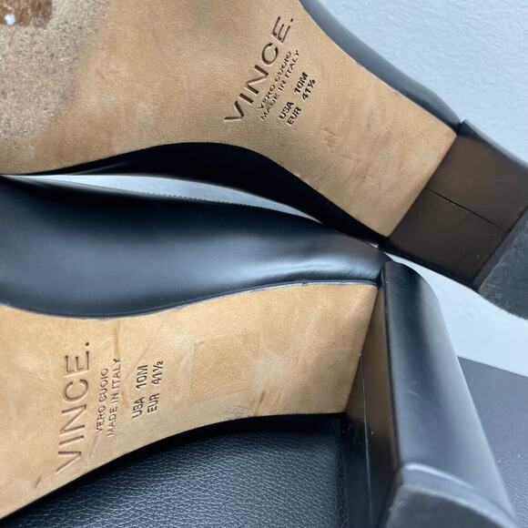 VINCE Black Boyard Two Tone Peep Toe Ankle Boots US 10 - Picture 7 of 10